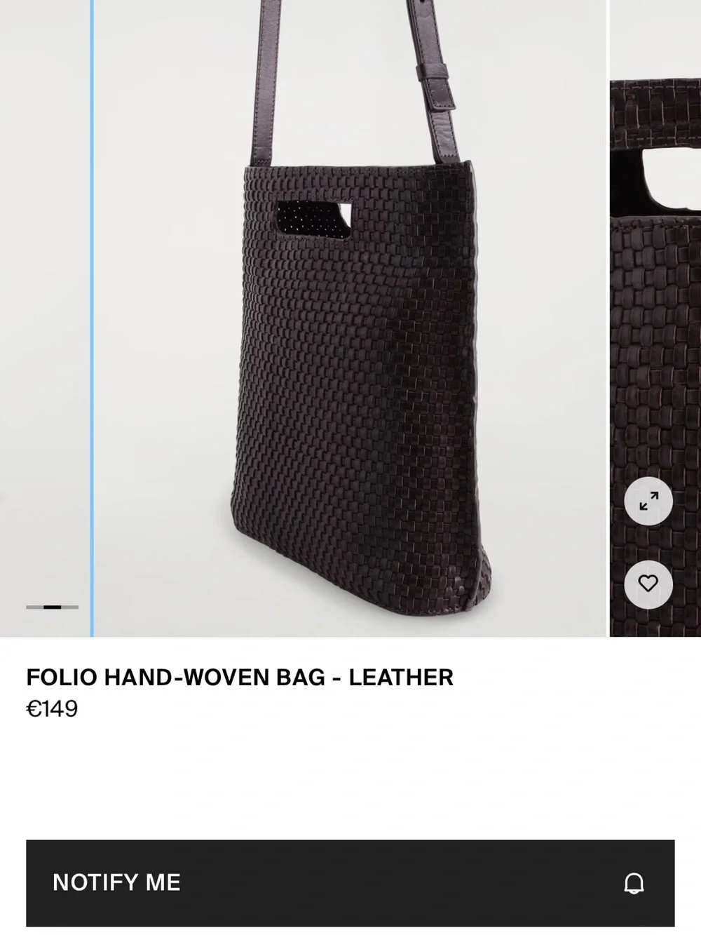 COS Dark Brown FOLIO HAND-WOVEN BAG - LEATHER